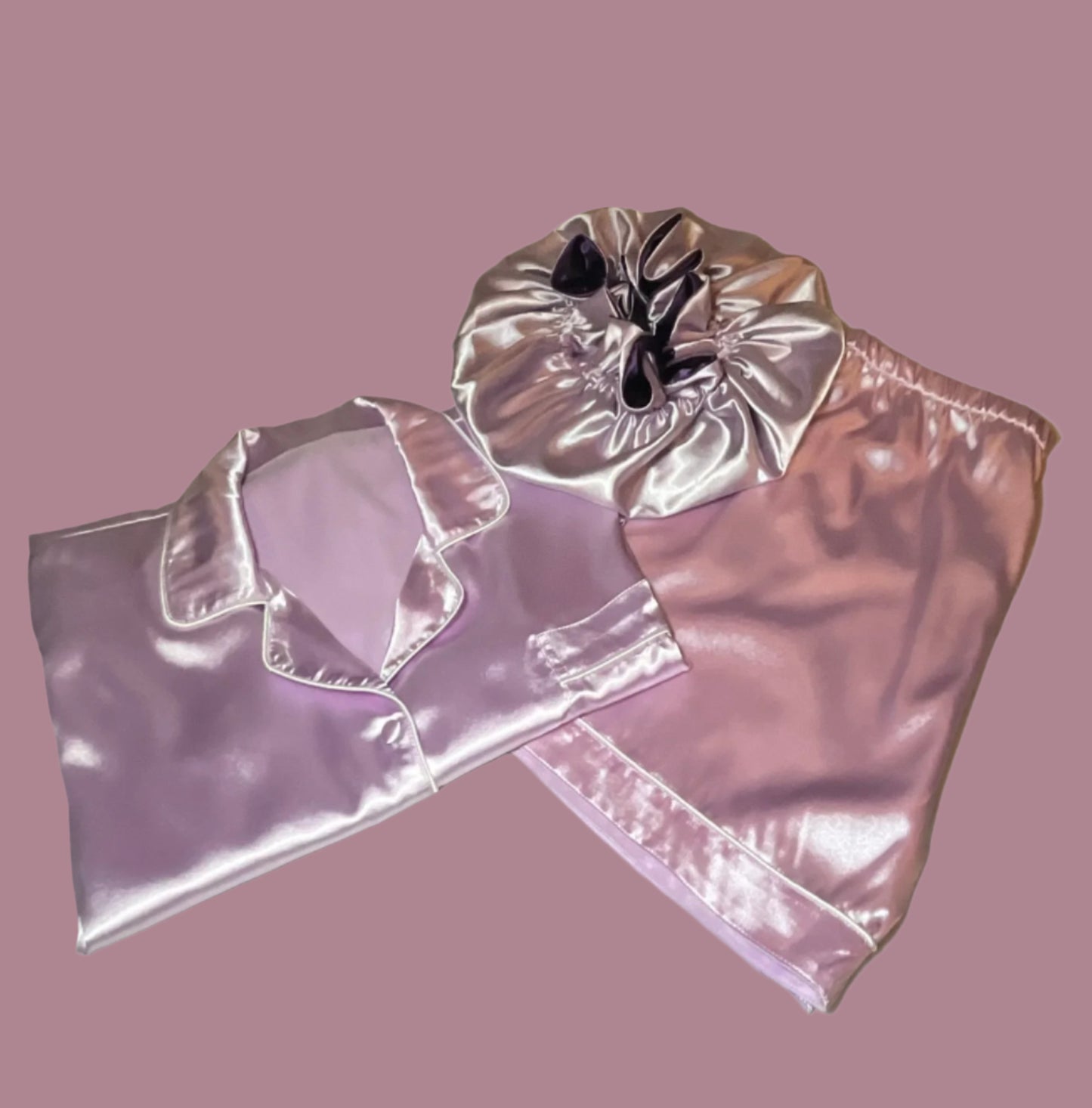 Signature Satin Sleepwear and Bonnet Set