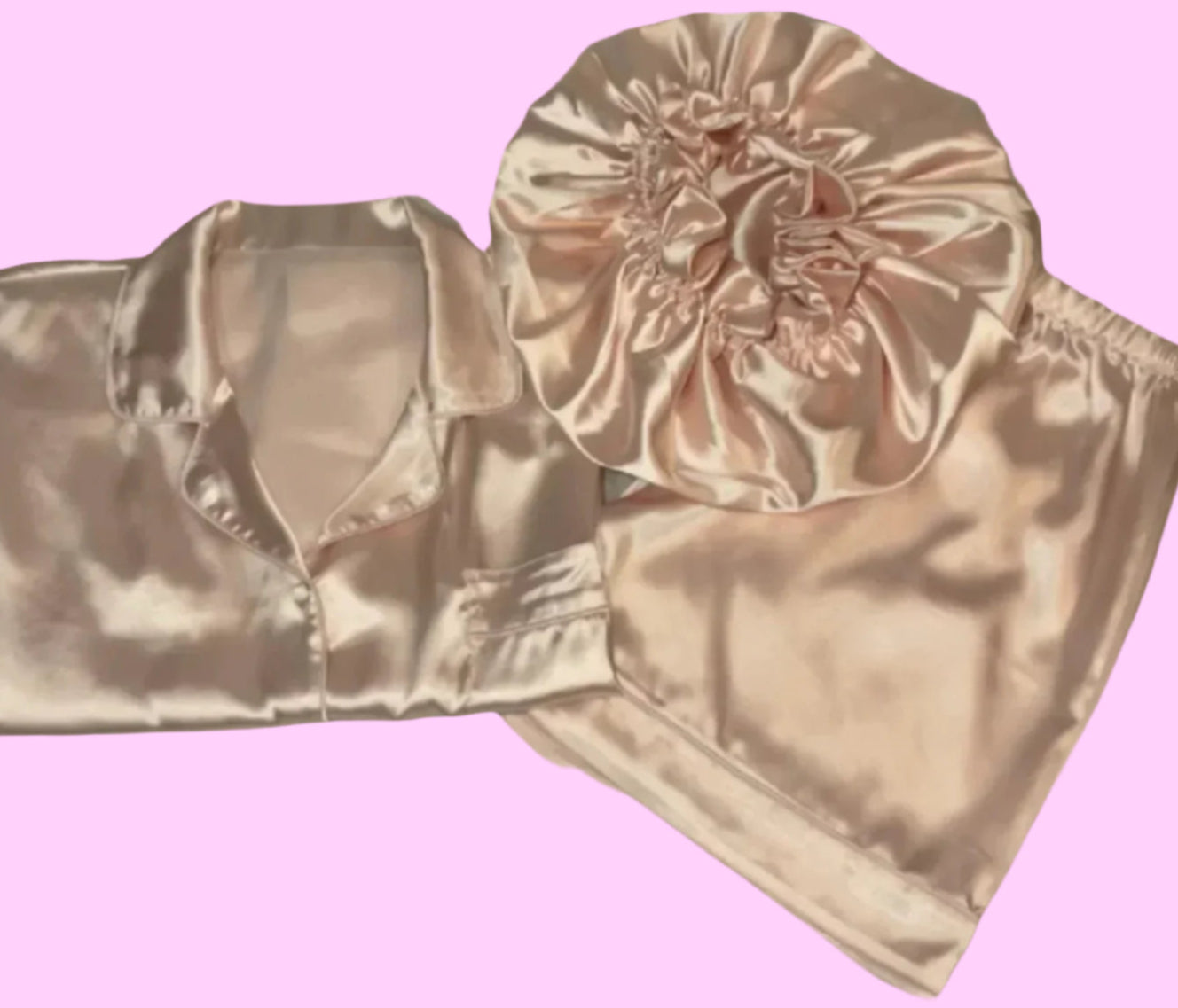 Signature Satin Sleepwear and Bonnet Set
