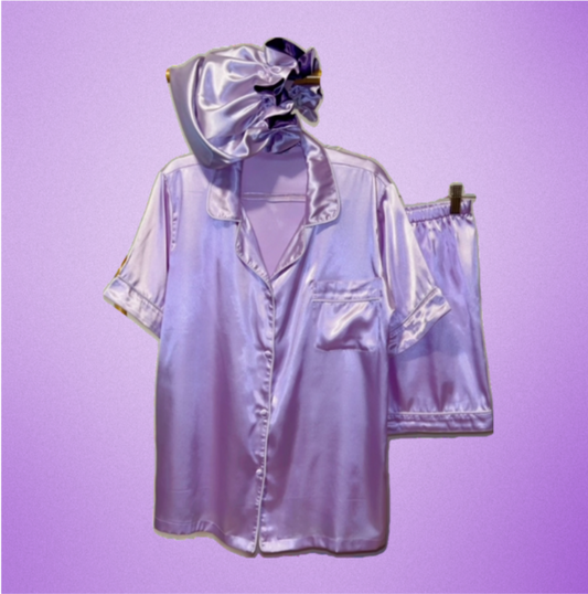 Signature Satin Sleepwear and Bonnet Set