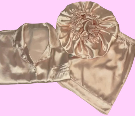 Signature Satin Sleepwear and Bonnet Set